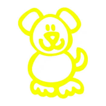 samolepka Cartoon family pejsek (70 - Fluorescentní žlutá) SAMOLEPKA NA AUTO, NÁLEPKA, FÓLIE, POLEP, TUNING, VLASTNÍ TEXT, TISK, AUTOSAMOLEPKY.cz, POLEPY, OBRÁZEK, LOGO, 3D STICKERS