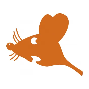 Samolepicí dekorace na vozidlo Překvapená myš levá (26 - oříšková) SAMOLEPKA NA AUTO, NÁLEPKA, FÓLIE, POLEP, TUNING, VLASTNÍ TEXT, TISK, AUTOSAMOLEPKY.cz, POLEPY, OBRÁZEK, LOGO, 3D STICKERS