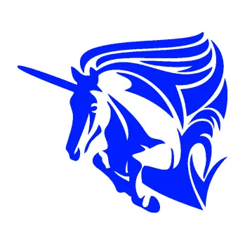 Samolepící dekorace Kůň jednorožec 001 levá (19 - modrá dynamic) SAMOLEPKA NA AUTO, NÁLEPKA, FÓLIE, POLEP, TUNING, VLASTNÍ TEXT, TISK, AUTOSAMOLEPKY.cz, POLEPY, OBRÁZEK, LOGO, 3D STICKERS