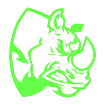 Samolepící dekorace Nosorožec 001 pravá (71 - Fluorescentní zelená) SAMOLEPKA NA AUTO, NÁLEPKA, FÓLIE, POLEP, TUNING, VLASTNÍ TEXT, TISK, AUTOSAMOLEPKY.cz, POLEPY, OBRÁZEK, LOGO, 3D STICKERS