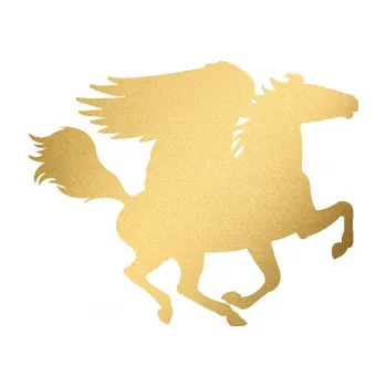 Samolepící dekorace Pegas 001 pravá okřídlený kůň (43 - zlatá metalíza) SAMOLEPKA NA AUTO, NÁLEPKA, FÓLIE, POLEP, TUNING, VLASTNÍ TEXT, TISK, AUTOSAMOLEPKY.cz, POLEPY, OBRÁZEK, LOGO, 3D STICKERS