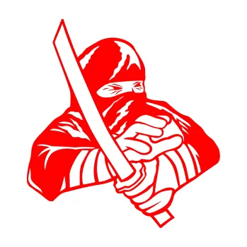 Polep vozidla SAMOLEPKA Ninja silueta pravá (74 - Fluorescentní červená) NA AUTO, NÁLEPKA, FÓLIE, POLEP, TUNING, VLASTNÍ TEXT, TISK, AUTOSAMOLEPKY.cz, POLEPY, OBRÁZEK, LOGO, SAMOLEPKY