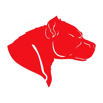 Polep vozidla SAMOLEPKA Pitbull 004 pravá (10 - červená) NA AUTO, NÁLEPKA, FÓLIE, POLEP, TUNING, VLASTNÍ TEXT, TISK, AUTOSAMOLEPKY.cz, POLEPY, OBRÁZEK, LOGO, SAMOLEPKY