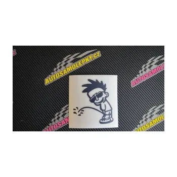 Samolepicí dekorace na vozidlo Rošťák čůrá levá (17 - šedá) SAMOLEPKA NA AUTO, NÁLEPKA, FÓLIE, POLEP, TUNING, VLASTNÍ TEXT, TISK, AUTOSAMOLEPKY.cz, POLEPY, OBRÁZEK, LOGO, 3D STICKERS