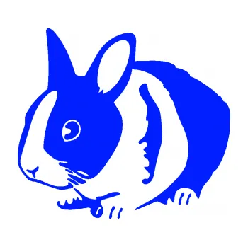 Samolepící dekorace Králík 002 levá zakrslý králíček (19 - modrá dynamic) SAMOLEPKA NA AUTO, NÁLEPKA, FÓLIE, POLEP, TUNING, VLASTNÍ TEXT, TISK, AUTOSAMOLEPKY.cz, POLEPY, OBRÁZEK, LOGO, 3D STICKERS