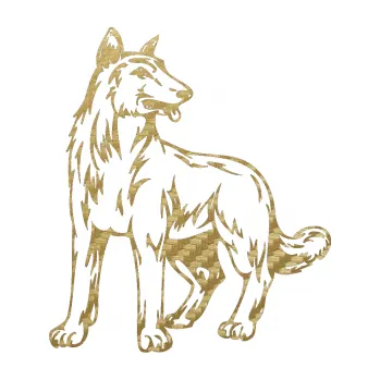 Polep vozidla SAMOLEPKA Pes 026 levá (59 - 3D karbon zlatý) NA AUTO, NÁLEPKA, FÓLIE, POLEP, TUNING, VLASTNÍ TEXT, TISK, AUTOSAMOLEPKY.cz, POLEPY, OBRÁZEK, LOGO, SAMOLEPKY