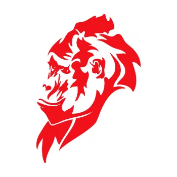 Samolepící dekorace SAMOLEPKA Gorila 003 levá (10 - červená) NA AUTO, NÁLEPKA, FÓLIE, POLEP, TUNING, VLASTNÍ TEXT, TISK, AUTOSAMOLEPKY.cz, POLEPY, OBRÁZEK, LOGO, SAMOLEPKY