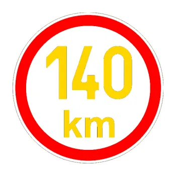samolepka Maximální rychlost 140km - nejvyšší konstrukční rychlost (13 - jasně žlutá) SAMOLEPKA NA AUTO, NÁLEPKA, FÓLIE, POLEP, TUNING, VLASTNÍ TEXT, TISK, AUTOSAMOLEPKY.cz, POLEPY, OBRÁZEK, LOGO, 3D STICKERS