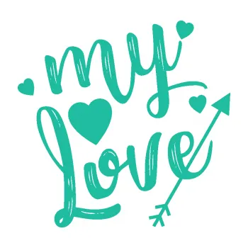 Samolepící dekorace My Love (25 - tyrkysová) SAMOLEPKA NA AUTO, NÁLEPKA, FÓLIE, POLEP, TUNING, VLASTNÍ TEXT, TISK, AUTOSAMOLEPKY.cz, POLEPY, OBRÁZEK, LOGO, 3D STICKERS