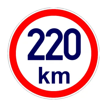 samolepka Maximální rychlost 220km - nejvyšší konstrukční rychlost (23 - tmavě modrá) SAMOLEPKA NA AUTO, NÁLEPKA, FÓLIE, POLEP, TUNING, VLASTNÍ TEXT, TISK, AUTOSAMOLEPKY.cz, POLEPY, OBRÁZEK, LOGO, 3D STICKERS
