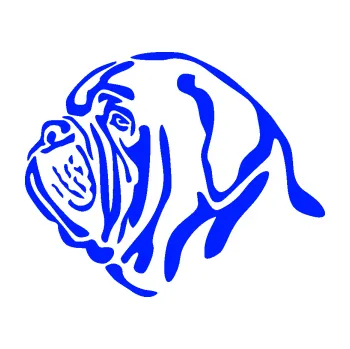 Polep vozidla Pes 163 levá bordeauxská doga (19 - modrá dynamic) SAMOLEPKA NA AUTO, NÁLEPKA, FÓLIE, POLEP, TUNING, VLASTNÍ TEXT, TISK, AUTOSAMOLEPKY.cz, POLEPY, OBRÁZEK, LOGO, 3D STICKERS