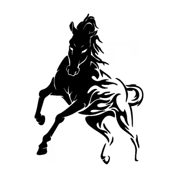 Samolepící dekorace SAMOLEPKA Kůň 079 levá v plamenech (01 - černá) NA AUTO, NÁLEPKA, FÓLIE, POLEP, TUNING, VLASTNÍ TEXT, TISK, AUTOSAMOLEPKY.cz, POLEPY, OBRÁZEK, LOGO, SAMOLEPKY