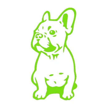 samolepka Pes 070 levá Francouzský buldoček (04 - zelená kawasaki) SAMOLEPKA NA AUTO, NÁLEPKA, FÓLIE, POLEP, TUNING, VLASTNÍ TEXT, TISK, AUTOSAMOLEPKY.cz, POLEPY, OBRÁZEK, LOGO, 3D STICKERS