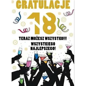 Karnet Party naklejany B6+koperta Urodziny 18 wz16