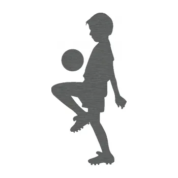 samolepka Děti silueta 005 levá kluk fotbalista s míčem (62 - škrábaný titan) SAMOLEPKA NA AUTO, NÁLEPKA, FÓLIE, POLEP, TUNING, VLASTNÍ TEXT, TISK, AUTOSAMOLEPKY.cz, POLEPY, OBRÁZEK, LOGO, 3D STICKERS