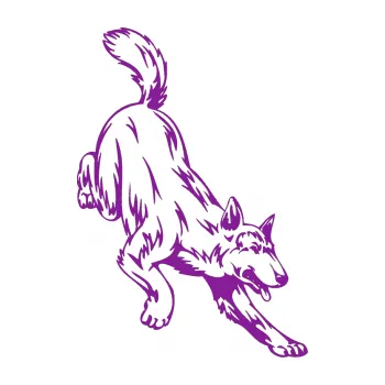 Polep vozidla SAMOLEPKA Pes 024 pravá (14 - fialová) NA AUTO, NÁLEPKA, FÓLIE, POLEP, TUNING, VLASTNÍ TEXT, TISK, AUTOSAMOLEPKY.cz, POLEPY, OBRÁZEK, LOGO, SAMOLEPKY