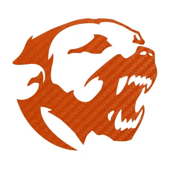 Polep vozidla SAMOLEPKA Pitbull hlava 001 pravá (54 - 3D karbon oranžový) NA AUTO, NÁLEPKA, FÓLIE, POLEP, TUNING, VLASTNÍ TEXT, TISK, AUTOSAMOLEPKY.cz, POLEPY, OBRÁZEK, LOGO, SAMOLEPKY