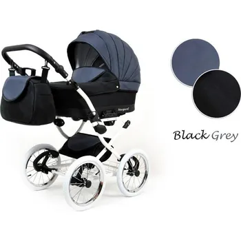 Kočárek Kombinovaný kočárek Raf-Pol Baby Lux Margaret White ALU 2023 Black Grey