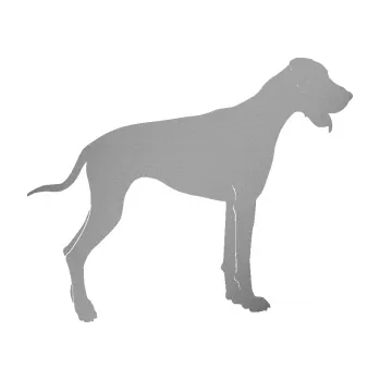 Polep vozidla SAMOLEPKA Pes 086 pravá Doga (42 - stříbrná metalíza) NA AUTO, NÁLEPKA, FÓLIE, POLEP, TUNING, VLASTNÍ TEXT, TISK, AUTOSAMOLEPKY.cz, POLEPY, OBRÁZEK, LOGO, SAMOLEPKY