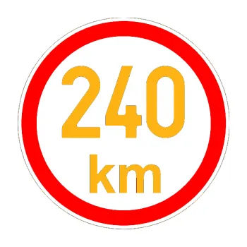 samolepka Maximální rychlost 240km - nejvyšší konstrukční rychlost (21 - světle oranžová) SAMOLEPKA NA AUTO, NÁLEPKA, FÓLIE, POLEP, TUNING, VLASTNÍ TEXT, TISK, AUTOSAMOLEPKY.cz, POLEPY, OBRÁZEK, LOGO, 3D STICKERS