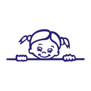 Samolepicí dekorace na vozidlo Dítě v autě 030 levá malá slečna hlavička (22 - střední modrá) SAMOLEPKA NA AUTO, NÁLEPKA, FÓLIE, POLEP, TUNING, VLASTNÍ TEXT, TISK, AUTOSAMOLEPKY.cz, POLEPY, OBRÁZEK, LOGO, 3D STICKERS