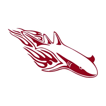 Samolepicí dekorace na vozidlo Animal flames 048 pravá žralok (07 - bordó vínová) SAMOLEPKA NA AUTO, NÁLEPKA, FÓLIE, POLEP, TUNING, VLASTNÍ TEXT, TISK, AUTOSAMOLEPKY.cz, POLEPY, OBRÁZEK, LOGO, 3D STICKERS