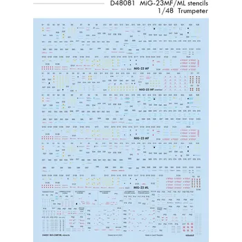 Plastikový model Eduard 1/48 MiG-23MF/ML stencils (TRUMPETER)