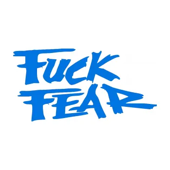Polep vozidla SAMOLEPKA Fuck fear (11 - modrá oceán) NA AUTO, NÁLEPKA, FÓLIE, POLEP, TUNING, VLASTNÍ TEXT, TISK, AUTOSAMOLEPKY.cz, POLEPY, OBRÁZEK, LOGO, SAMOLEPKY