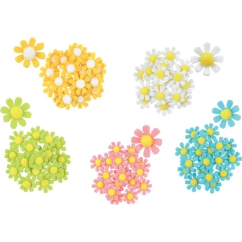 Dekorace květy z filcu s lepíkem 3,5 cm, 18 ks v krabičce