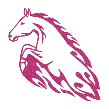 Samolepicí dekorace na vozidlo Animal flames 011 levá kůň (90 - Ultra Metalic růžová) SAMOLEPKA NA AUTO, NÁLEPKA, FÓLIE, POLEP, TUNING, VLASTNÍ TEXT, TISK, AUTOSAMOLEPKY.cz, POLEPY, OBRÁZEK, LOGO, 3D STICKERS