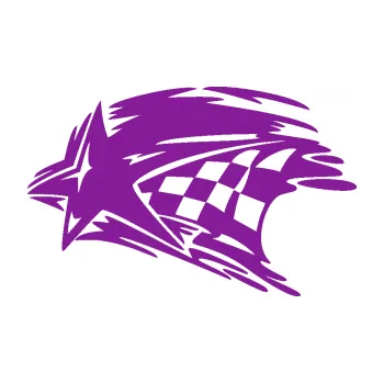 Samolepící dekorace Hvězda se šachovnicí levá (14 - fialová) SAMOLEPKA NA AUTO, NÁLEPKA, FÓLIE, POLEP, TUNING, VLASTNÍ TEXT, TISK, AUTOSAMOLEPKY.cz, POLEPY, OBRÁZEK, LOGO, 3D STICKERS