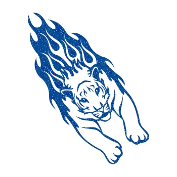 Samolepicí dekorace na vozidlo Animal flames 024 pravá tygr (88 - Ultra Metalic modrá) SAMOLEPKA NA AUTO, NÁLEPKA, FÓLIE, POLEP, TUNING, VLASTNÍ TEXT, TISK, AUTOSAMOLEPKY.cz, POLEPY, OBRÁZEK, LOGO, 3D STICKERS