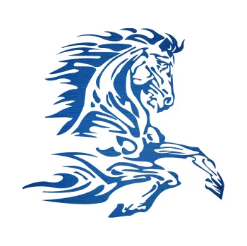 Samolepící dekorace SAMOLEPKA Kůň 074 pravá (65 - škrábaný kov modrý) NA AUTO, NÁLEPKA, FÓLIE, POLEP, TUNING, VLASTNÍ TEXT, TISK, AUTOSAMOLEPKY.cz, POLEPY, OBRÁZEK, LOGO, SAMOLEPKY