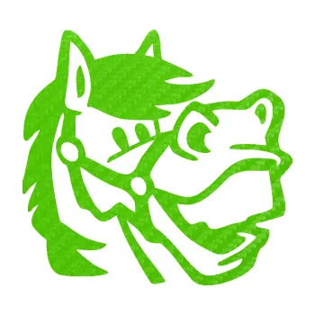 Samolepící dekorace Kůň 041 pravá veselý (58 - 3D karbon zelený kawasaki) SAMOLEPKA NA AUTO, NÁLEPKA, FÓLIE, POLEP, TUNING, VLASTNÍ TEXT, TISK, AUTOSAMOLEPKY.cz, POLEPY, OBRÁZEK, LOGO, 3D STICKERS