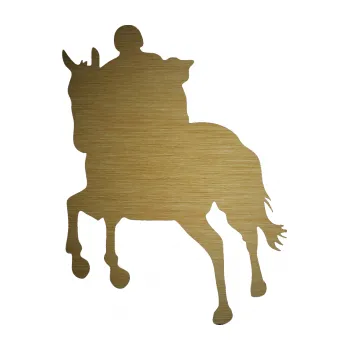 Samolepící dekorace SAMOLEPKA Kůň 021 levá s jezdcem (64 - škrábaný kov zlatý) NA AUTO, NÁLEPKA, FÓLIE, POLEP, TUNING, VLASTNÍ TEXT, TISK, AUTOSAMOLEPKY.cz, POLEPY, OBRÁZEK, LOGO, SAMOLEPKY