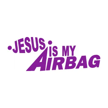 Polep vozidla SAMOLEPKA Jesus is my airbag nápis (14 - fialová) NA AUTO, NÁLEPKA, FÓLIE, POLEP, TUNING, VLASTNÍ TEXT, TISK, AUTOSAMOLEPKY.cz, POLEPY, OBRÁZEK, LOGO, SAMOLEPKY