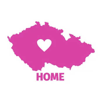 Samolepící dekorace Mapa České republiky 004 home (16 - růžová) SAMOLEPKA NA AUTO, NÁLEPKA, FÓLIE, POLEP, TUNING, VLASTNÍ TEXT, TISK, AUTOSAMOLEPKY.cz, POLEPY, OBRÁZEK, LOGO, 3D STICKERS