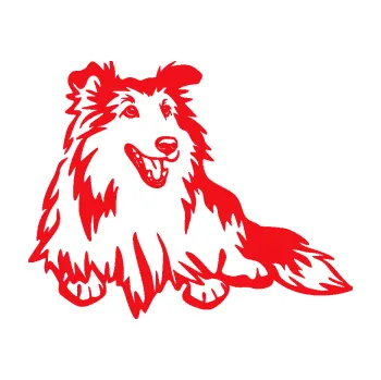 Polep vozidla SAMOLEPKA Pes 162 pravá sheltie (10 - červená) NA AUTO, NÁLEPKA, FÓLIE, POLEP, TUNING, VLASTNÍ TEXT, TISK, AUTOSAMOLEPKY.cz, POLEPY, OBRÁZEK, LOGO, SAMOLEPKY