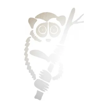 Samolepící dekorace Opice 004 pravá lemur na stromě (82 - odrazková reflexní bílá) SAMOLEPKA NA AUTO, NÁLEPKA, FÓLIE, POLEP, TUNING, VLASTNÍ TEXT, TISK, AUTOSAMOLEPKY.cz, POLEPY, OBRÁZEK, LOGO, 3D STICKERS
