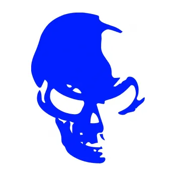 Samolepicí dekorace na vozidlo Lebka 002 pravá (19 - modrá dynamic) SAMOLEPKA NA AUTO, NÁLEPKA, FÓLIE, POLEP, TUNING, VLASTNÍ TEXT, TISK, AUTOSAMOLEPKY.cz, POLEPY, OBRÁZEK, LOGO, 3D STICKERS