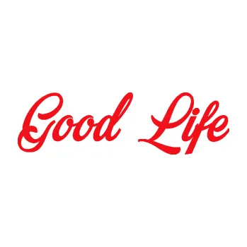 Polep vozidla SAMOLEPKA Good Life nápis (10 - červená) NA AUTO, NÁLEPKA, FÓLIE, POLEP, TUNING, VLASTNÍ TEXT, TISK, AUTOSAMOLEPKY.cz, POLEPY, OBRÁZEK, LOGO, SAMOLEPKY