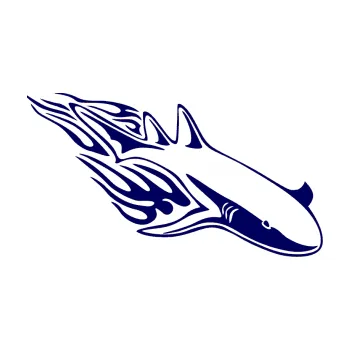 Samolepicí dekorace na vozidlo Animal flames 048 pravá žralok (23 - tmavě modrá) SAMOLEPKA NA AUTO, NÁLEPKA, FÓLIE, POLEP, TUNING, VLASTNÍ TEXT, TISK, AUTOSAMOLEPKY.cz, POLEPY, OBRÁZEK, LOGO, 3D STICKERS