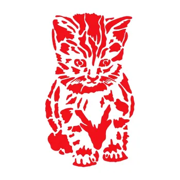 Samolepící dekorace SAMOLEPKA Koťátko 002 pravá (10 - červená) NA AUTO, NÁLEPKA, FÓLIE, POLEP, TUNING, VLASTNÍ TEXT, TISK, AUTOSAMOLEPKY.cz, POLEPY, OBRÁZEK, LOGO, SAMOLEPKY