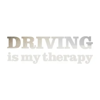 Polep vozidla SAMOLEPKA Driving is my therapy nápis (82 - odrazková reflexní bílá) NA AUTO, NÁLEPKA, FÓLIE, POLEP, TUNING, VLASTNÍ TEXT, TISK, AUTOSAMOLEPKY.cz, POLEPY, OBRÁZEK, LOGO, SAMOLEPKY