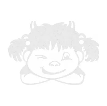 Samolepicí dekorace na vozidlo Dítě v autě 056 pravá holčička čertice (84 - Ultra Metalic bílá) SAMOLEPKA NA AUTO, NÁLEPKA, FÓLIE, POLEP, TUNING, VLASTNÍ TEXT, TISK, AUTOSAMOLEPKY.cz, POLEPY, OBRÁZEK, LOGO, 3D STICKERS