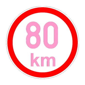 samolepka Maximální rychlost 80km - nejvyšší konstrukční rychlost (24 - světle růžová) SAMOLEPKA NA AUTO, NÁLEPKA, FÓLIE, POLEP, TUNING, VLASTNÍ TEXT, TISK, AUTOSAMOLEPKY.cz, POLEPY, OBRÁZEK, LOGO, 3D STICKERS