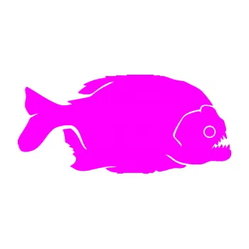 Polep vozidla SAMOLEPKA Piraňa 001 pravá dravá ryba (72 - Fluorescentní růžová) NA AUTO, NÁLEPKA, FÓLIE, POLEP, TUNING, VLASTNÍ TEXT, TISK, AUTOSAMOLEPKY.cz, POLEPY, OBRÁZEK, LOGO, SAMOLEPKY