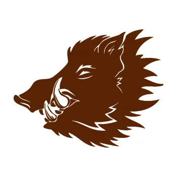 Samolepící dekorace SAMOLEPKA Divoké prase 001 levá kanec hlava (15 - hnědá) NA AUTO, NÁLEPKA, FÓLIE, POLEP, TUNING, VLASTNÍ TEXT, TISK, AUTOSAMOLEPKY.cz, POLEPY, OBRÁZEK, LOGO, SAMOLEPKY