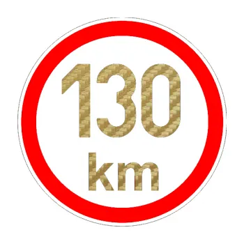 samolepka Maximální rychlost 130km - nejvyšší konstrukční rychlost (59 - 3D karbon zlatý) SAMOLEPKA NA AUTO, NÁLEPKA, FÓLIE, POLEP, TUNING, VLASTNÍ TEXT, TISK, AUTOSAMOLEPKY.cz, POLEPY, OBRÁZEK, LOGO, 3D STICKERS