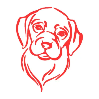 Polep vozidla SAMOLEPKA Pes 130 pravá hlavička (02 - světle červená) NA AUTO, NÁLEPKA, FÓLIE, POLEP, TUNING, VLASTNÍ TEXT, TISK, AUTOSAMOLEPKY.cz, POLEPY, OBRÁZEK, LOGO, SAMOLEPKY